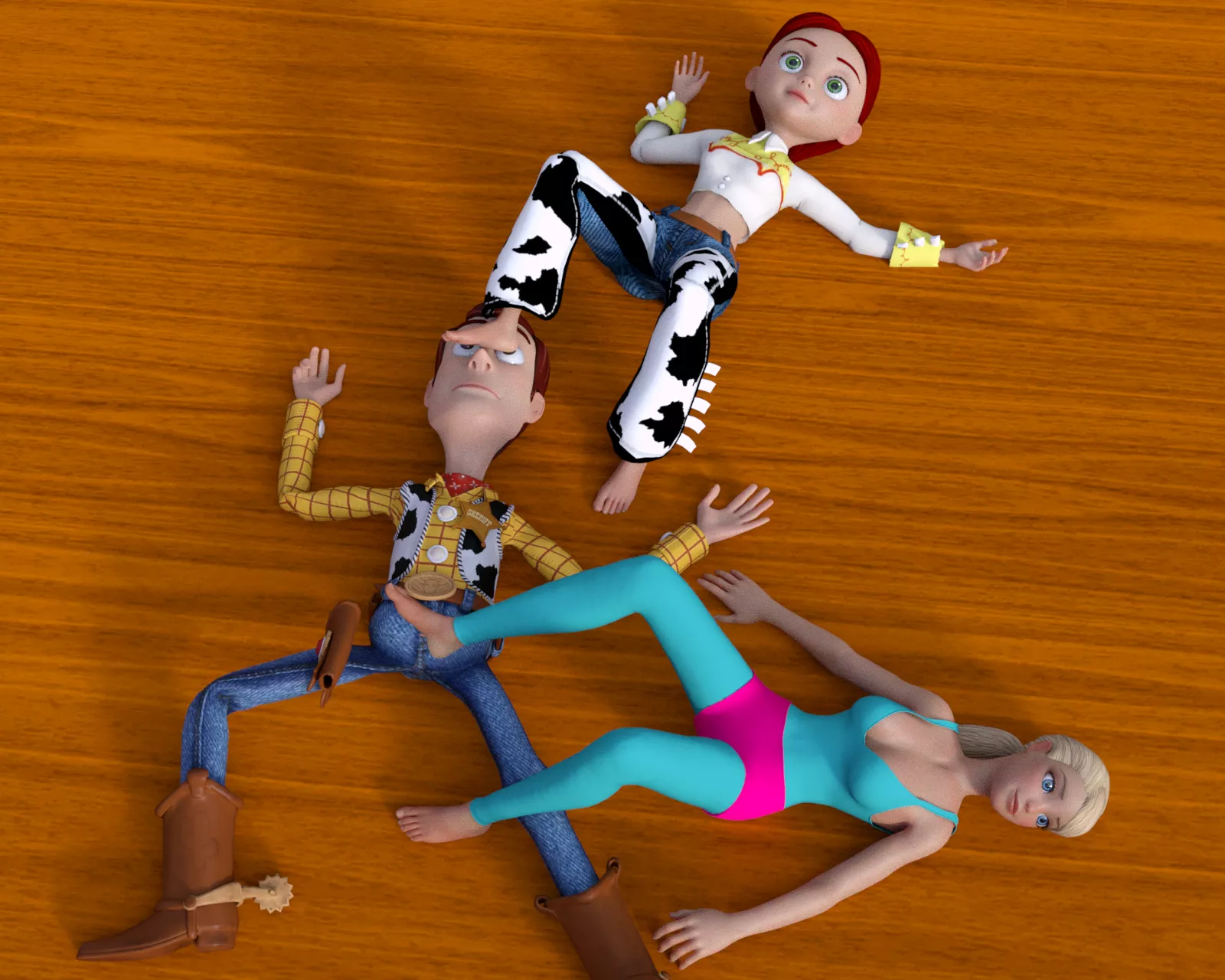 Jessie and Barbie tease Woody with their Feet 1 (SoleMann)