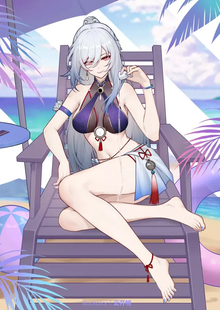 Jingliu pouring sake on her thighs