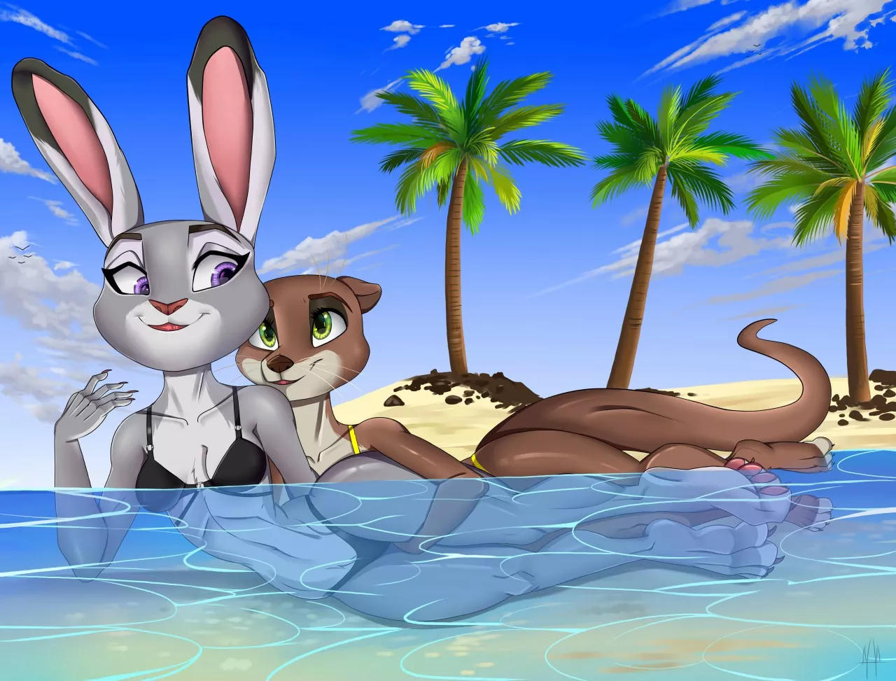 Judy and Otterton having a sexy moment on the beach.(Athena0023)