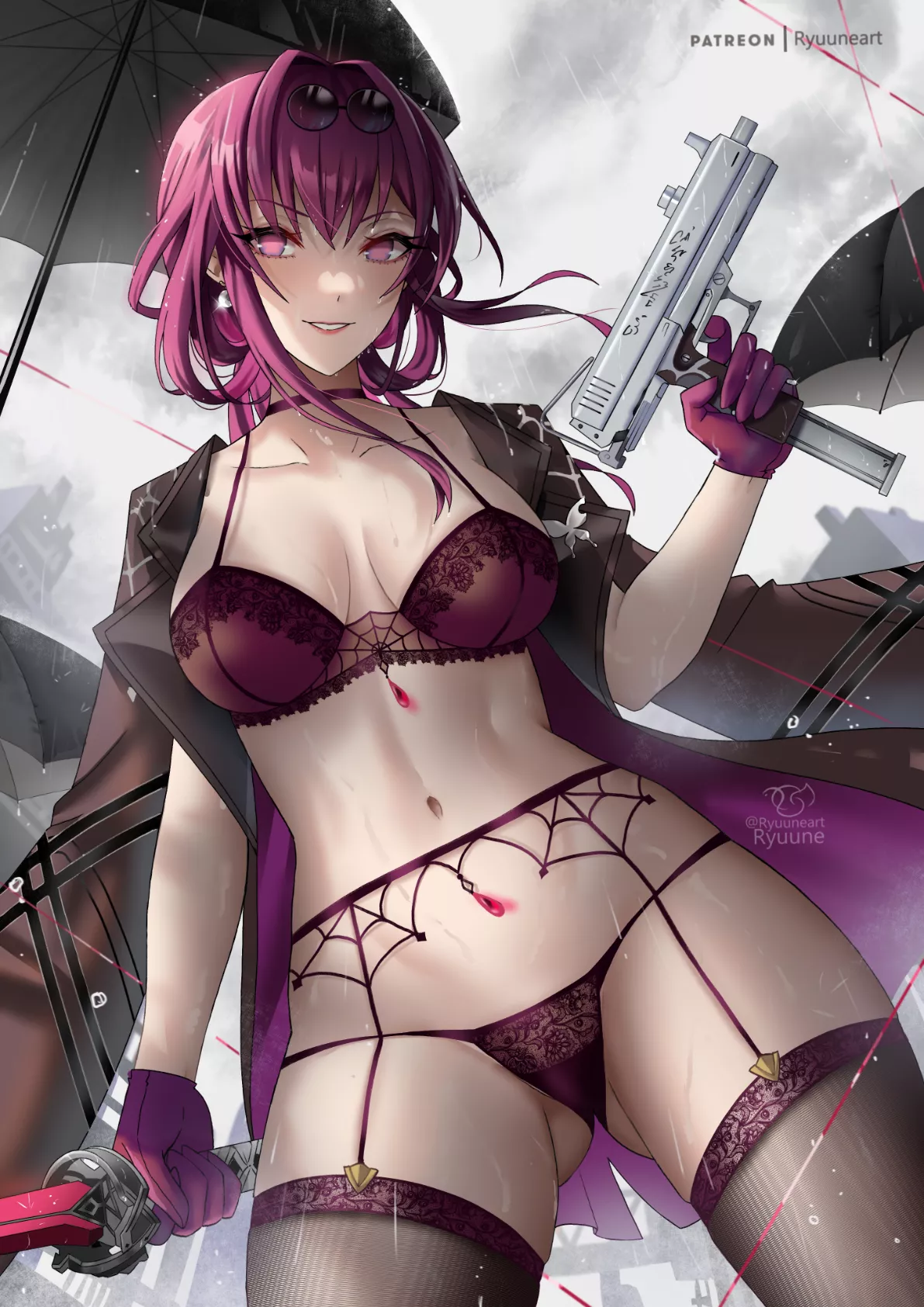 Kafka mesmerizing in the rainy weather (Ryuuneart) [Honkai Series | Honkai: Star Rail]