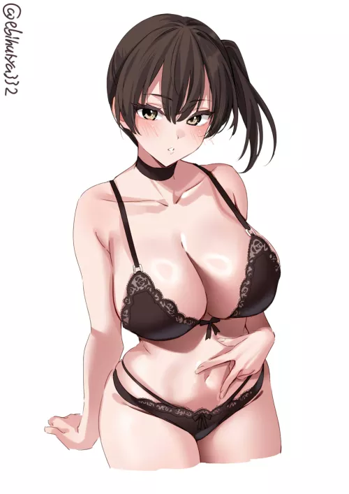 Kaga black underwear [Kantai Collection]