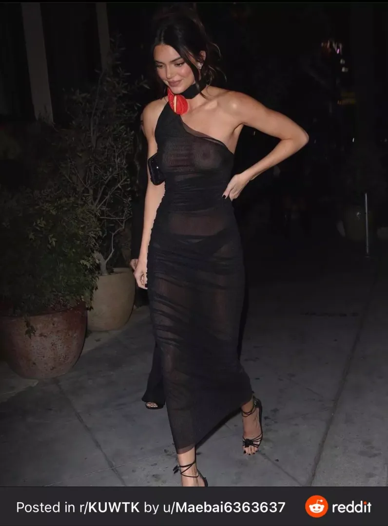 Kendall in a sheer dress last night