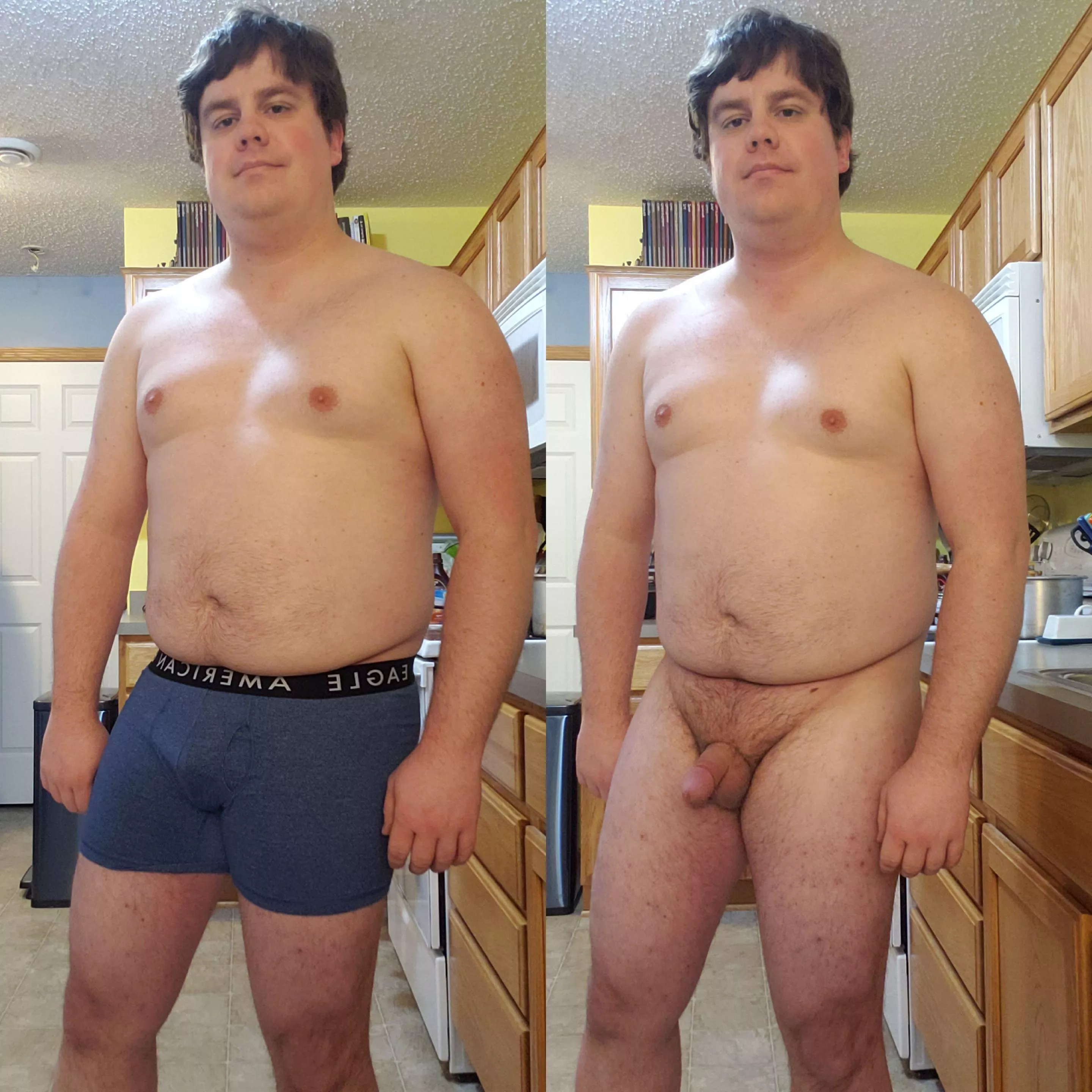 Kitchen pic, with and without underwear