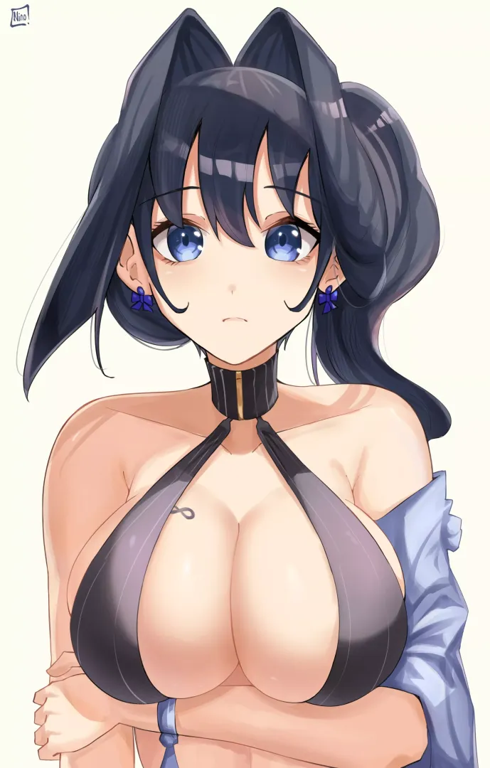 Kronii's massive tits look great in that bikini