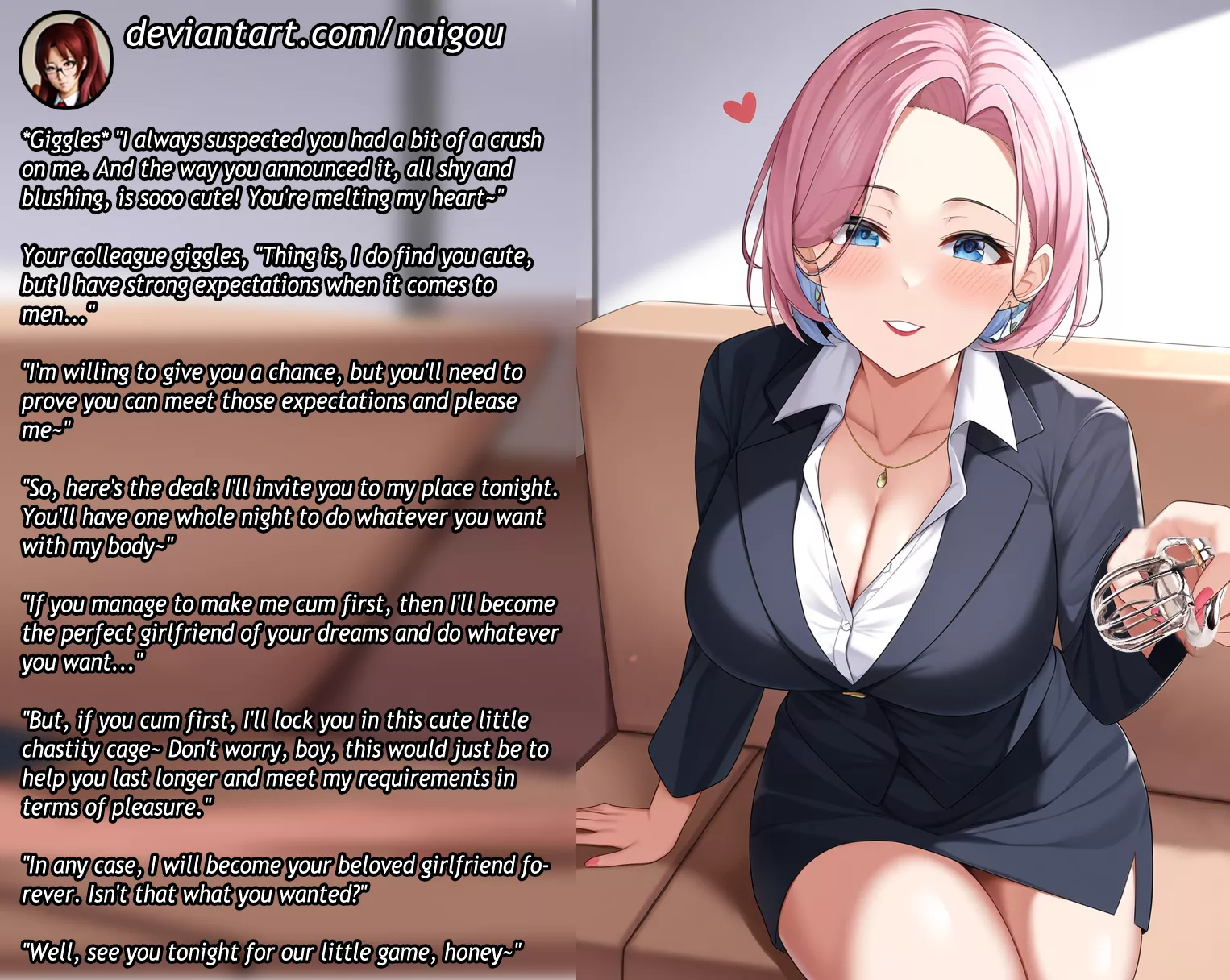 Let's play a little game~ Part1 [femdom][chastity][colleague][keyholder][keyholder][taunting]