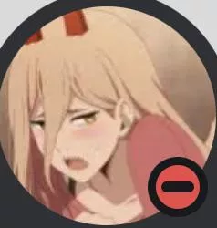 LF Color Source: 1girl, blonde hair, blush, bra peek, bra strap, close up, discord pfp/discord profile picture, face, hair behind ear, hair between eyes, looking back, open mouth, power (chainsaw man), red horns, red shirt, upper teeth, yellow eyes