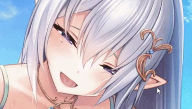 LF color source: 1girl, white hair, elf, pointy ears, mole, purple eyes