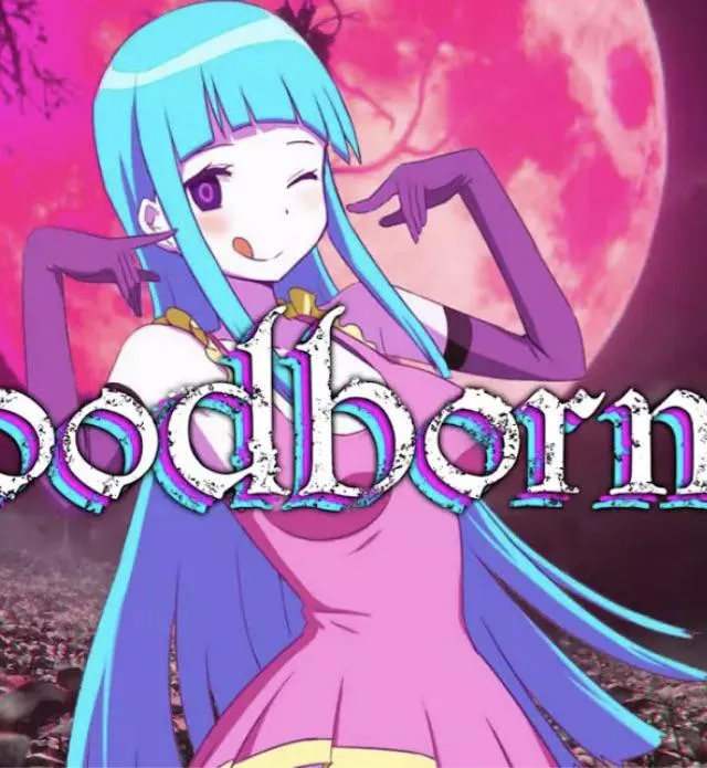 LF Color Source, blue hair, long hair, winking, blushing, tongue out, licking lips, pink dress, smiling, elbow gloves
