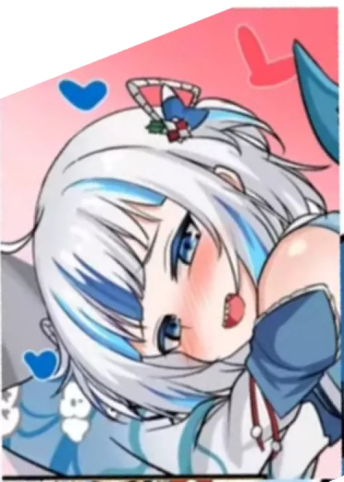 LF Color Source: Gawr Gura, Shark, Blue Eyes, Ahegao, White Hair, Virtual YouTuber, Blushing, Heart, Hair Accessory, Idol