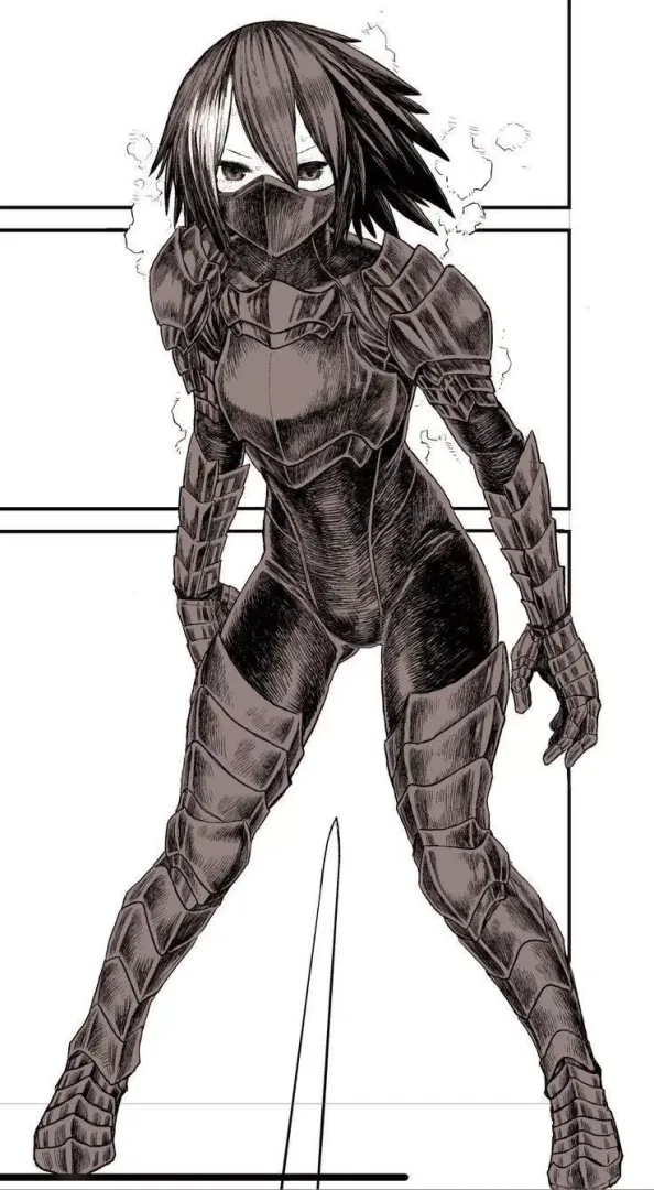 LF Mono Source: 1boy, armor, sword, mask, black hair, femboy