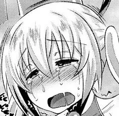 LF Mono Source: 1girl, close-up, tears, blush, mouth open, sweat, twintails(?), saliva trail, blonde hair, long hair, foreign sfx, motion lines, eyebrows visible through hair