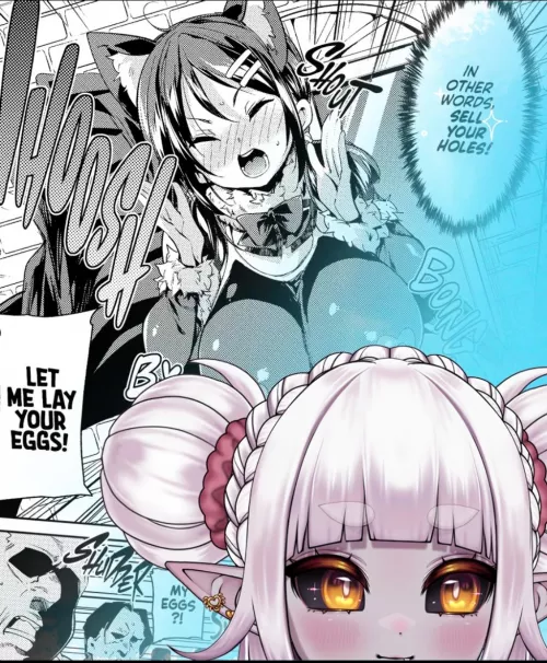 LF Mono Source: in other words, sell your holes!, shout, whoosh, let me lay your eggs!, shudder, my eggs?!