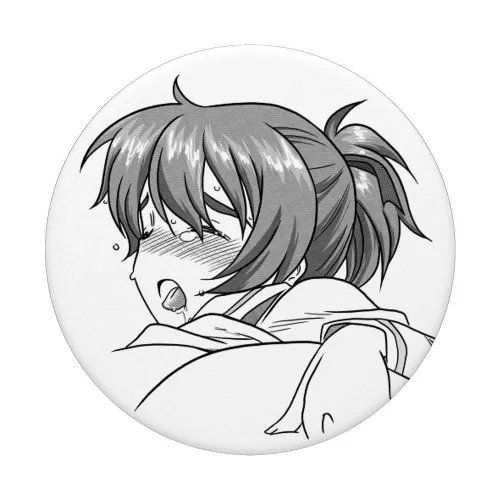 LF Mono Source koyama_yuzu, girls_und_panzer, monochrome, ahegao, 1girl, school_uniform, spread_ass, blush, ponytail, hand_on_ass