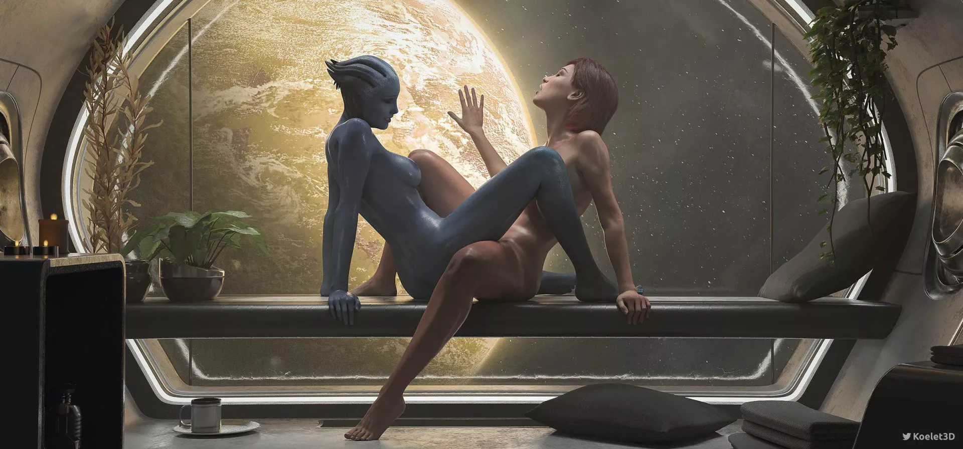 Liara & Femshep by Koelet3D