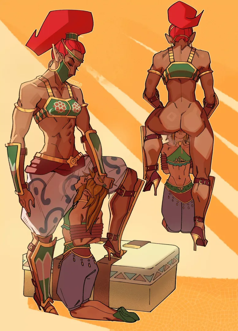 Link about to eat out a Gerudo (gekk 0) [The Legend of Zelda]