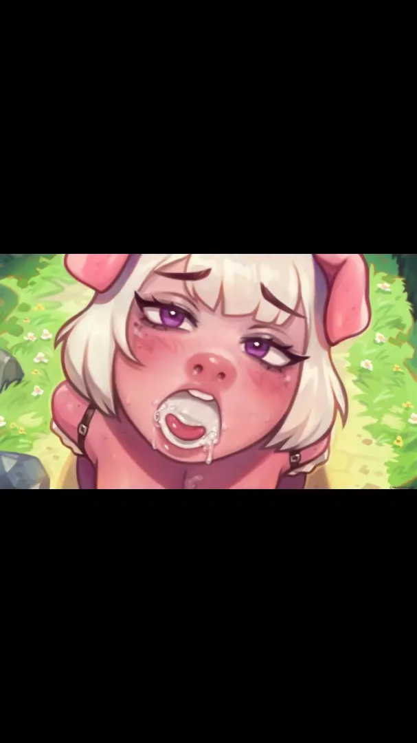 Little piggy getting her treat after a hard day's work.~