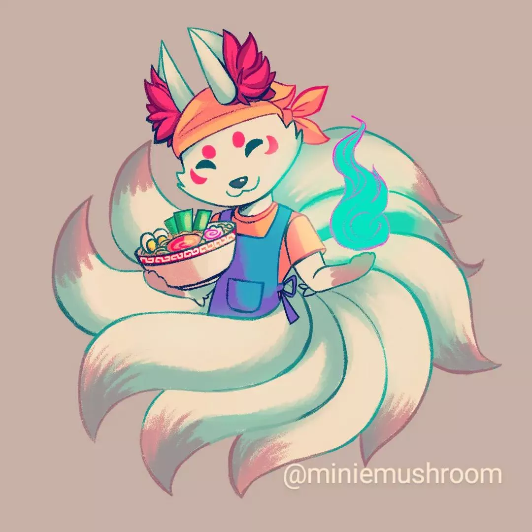 Little ramen fox :D (art by me)