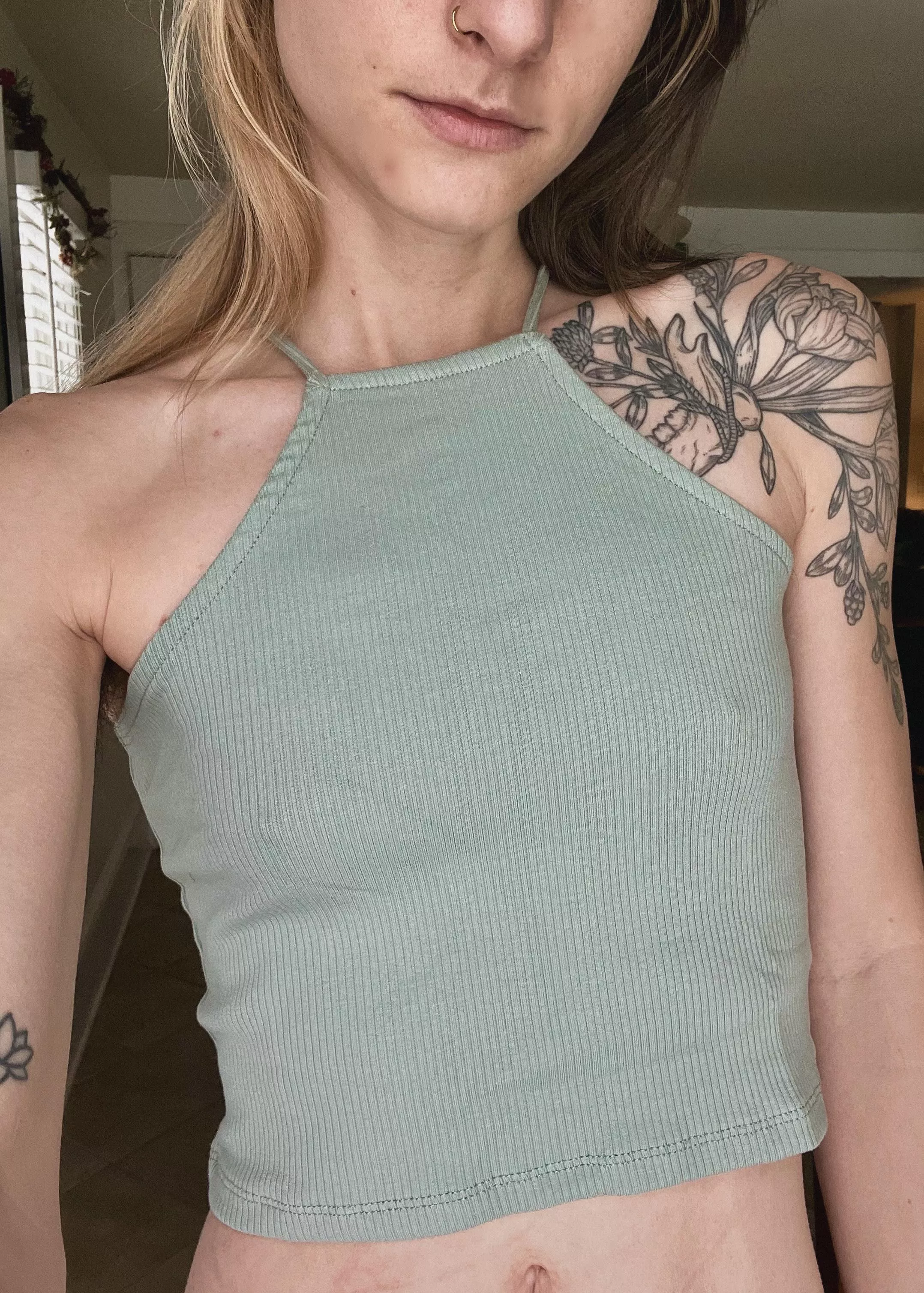 Love how my new top looks on my flat chest