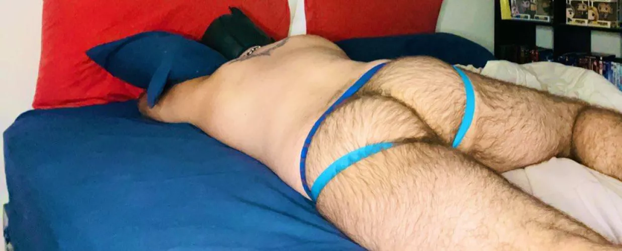 Love sleeping in my pup hood and a jockstrap 😏