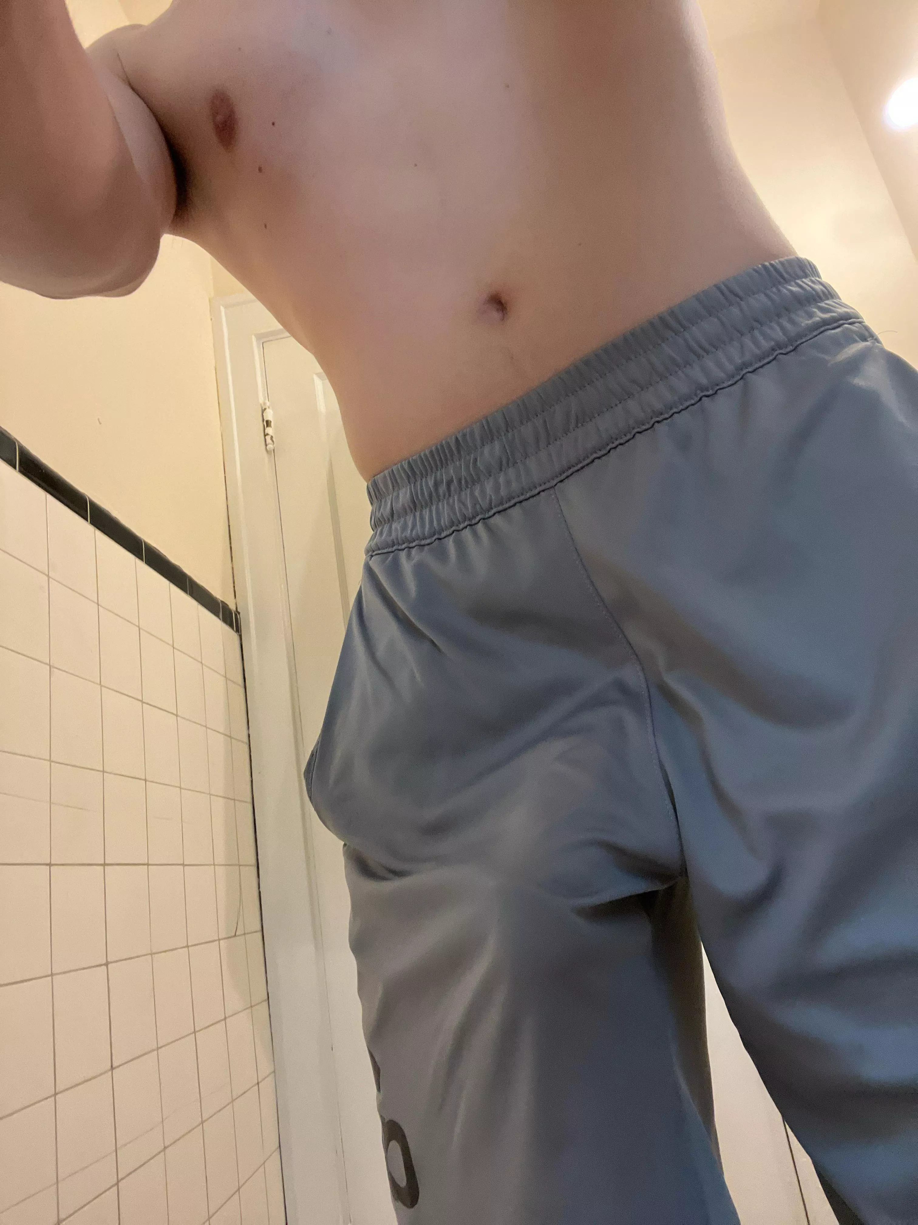 Love wearing grey shorts!