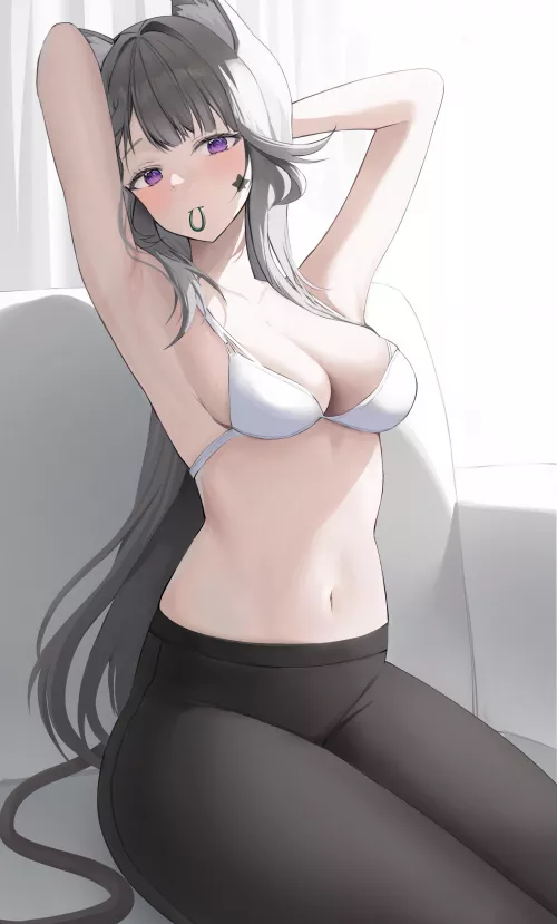 Lynette tying her hair (dksehtlzl) [Genshin Impact]