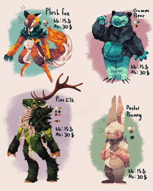 Made a batch of adoptables of forest friends :)