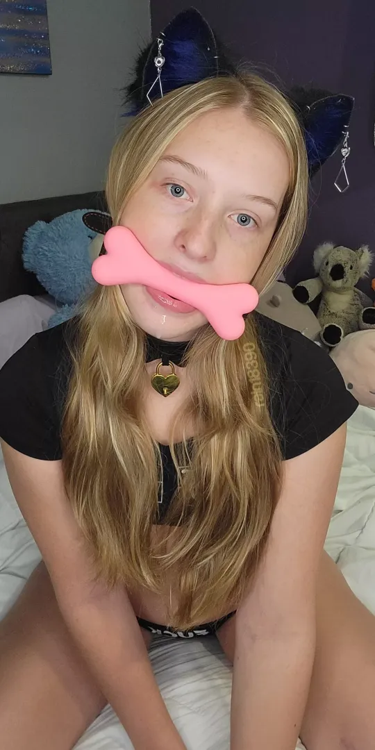 Making a mess with my bone gag now. Which gag do you like the best on me?