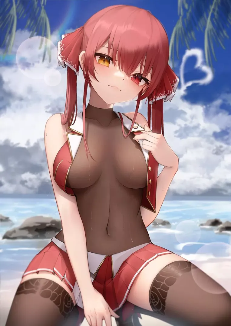 Marine Houshou's covered tummy (by THOMAS)[Hololive]