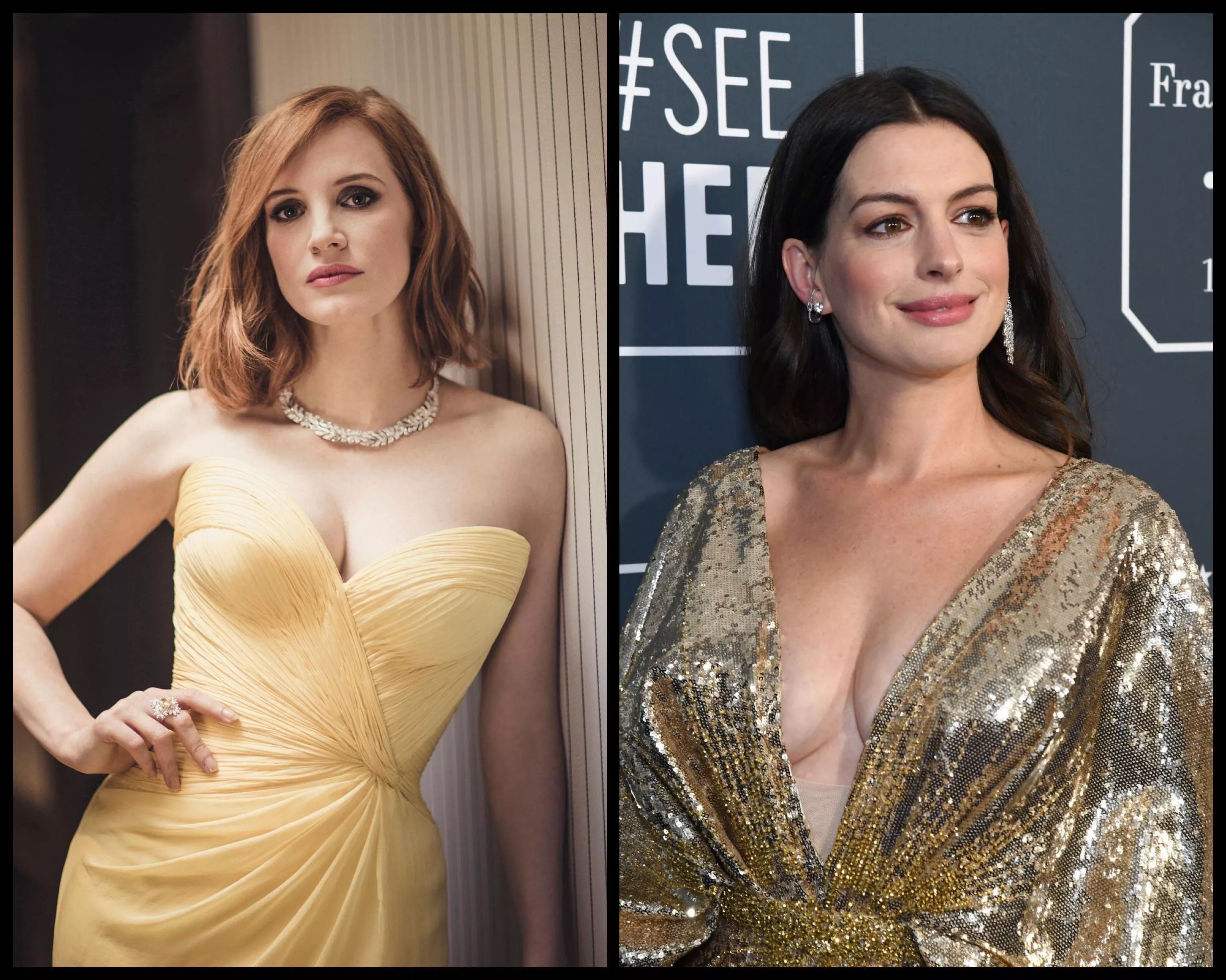 Mature celebs turn me on so much, so please help me out and milk me as Jessica Chastain or Anne Hathaway.