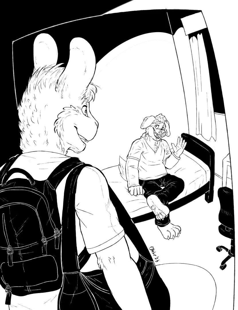Meeting your college roommate for the first time // Art by me
