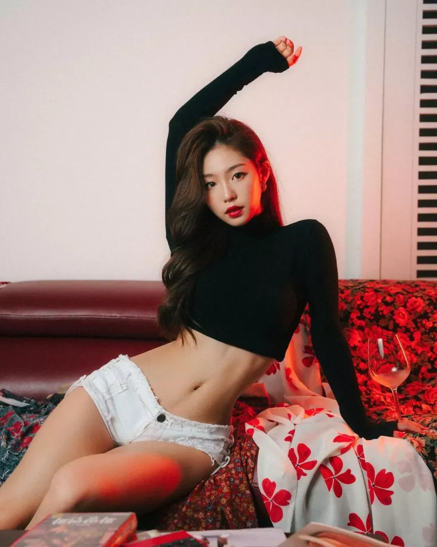 Midriff and shorts