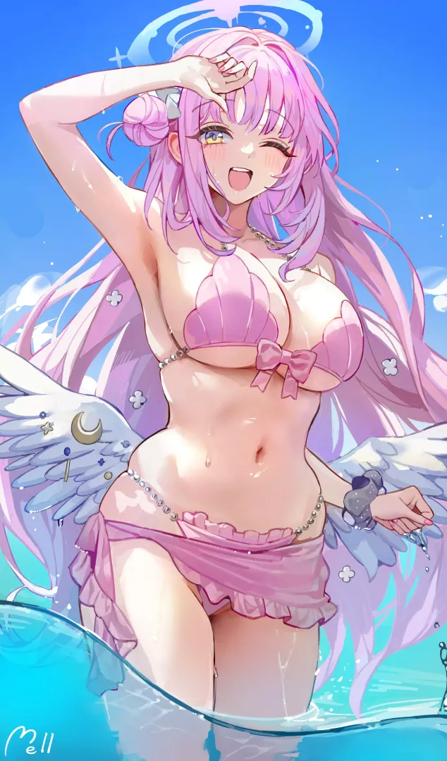 Mika's creative swimsuit