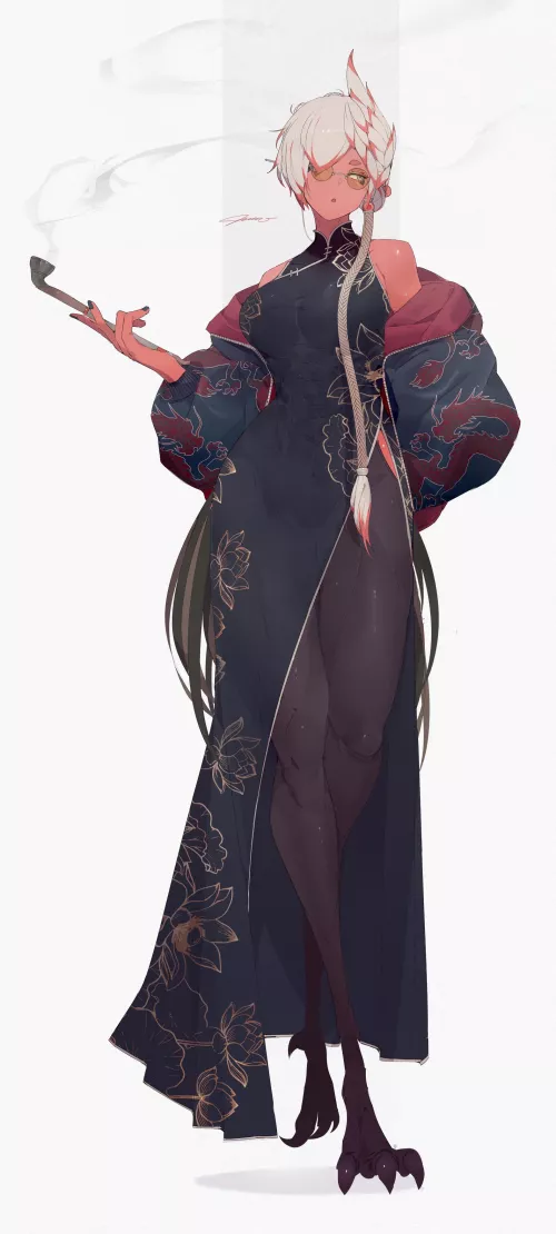 milf bird lady in china dress [original]