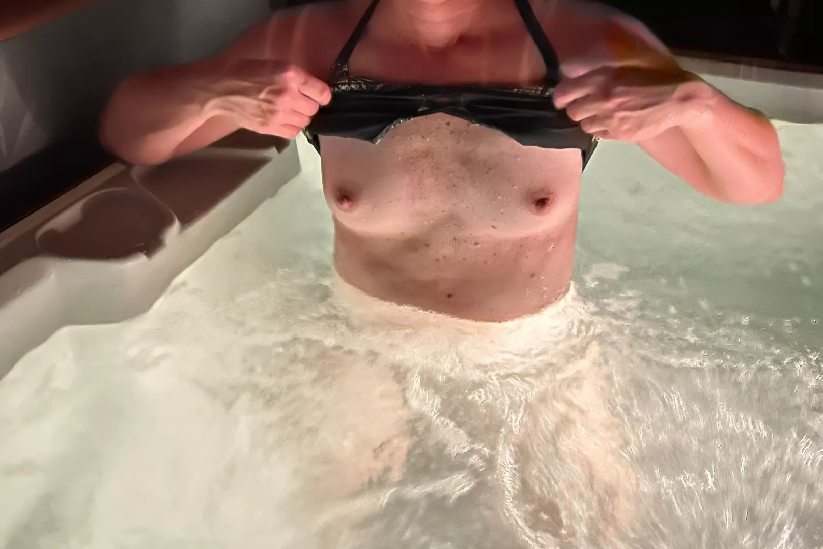 MILF hot tub tits for you! Cool breeze on my nipples… 