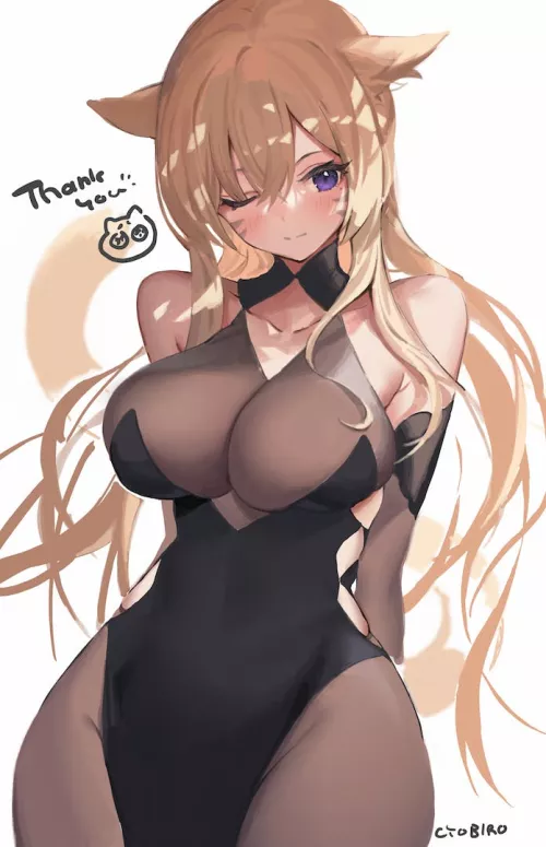 Miqo'te Black Dress Beauty (Cyobiro )