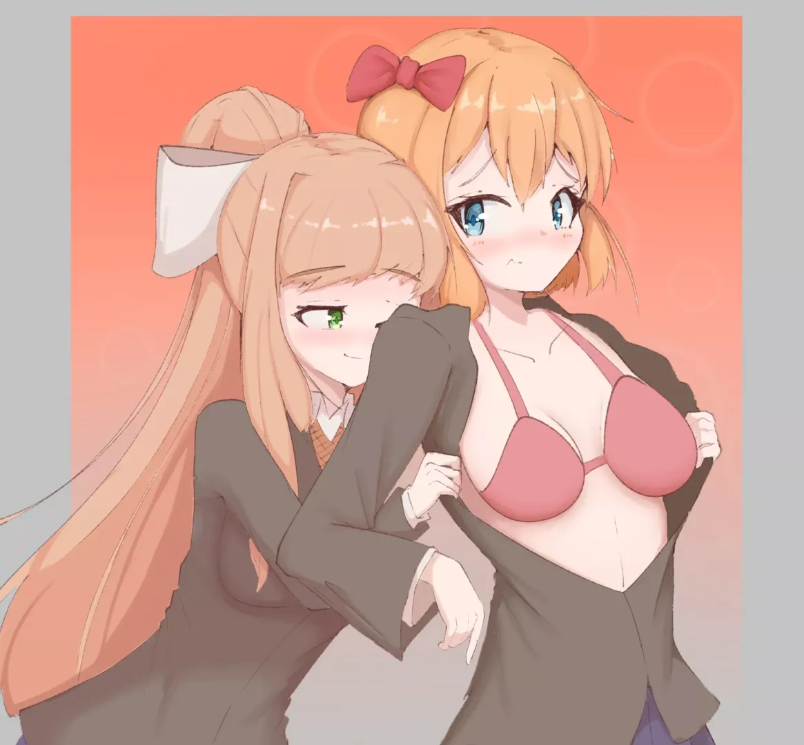Monika teases Sayori drawn by me!