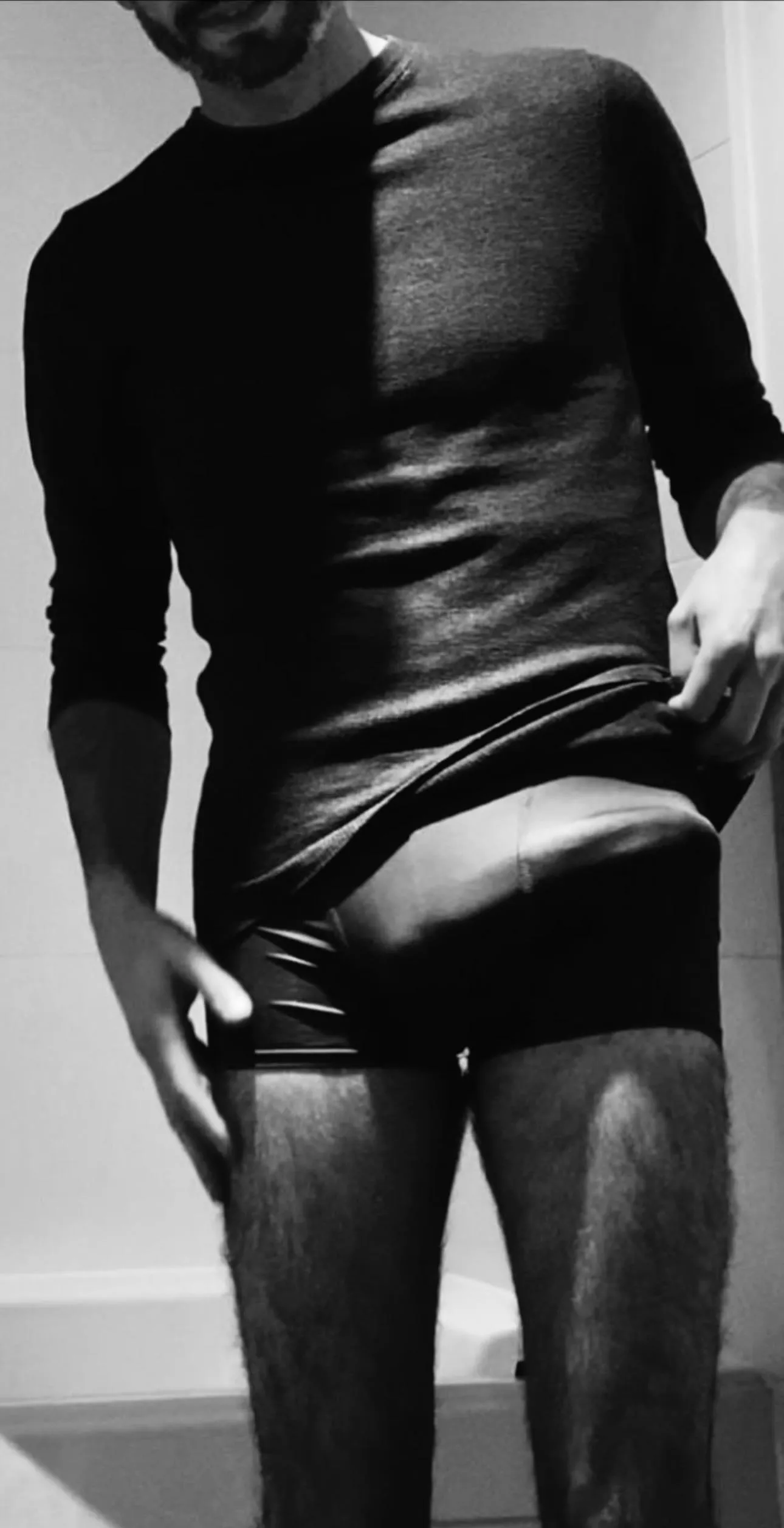 Morning wood that I usually cover with my shirt