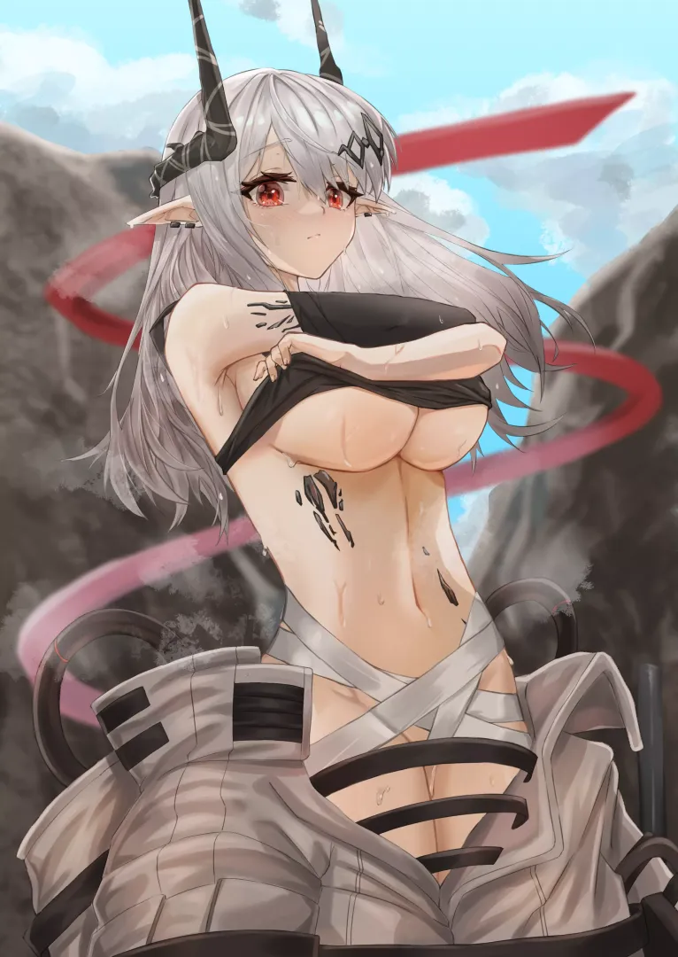 Mudrock undressing [Arknights]