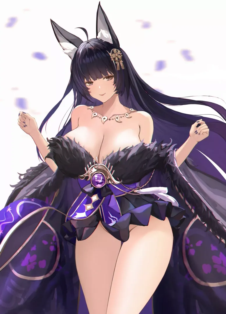 Musashi in a purple dress (By EEyn) [Azure Lane]