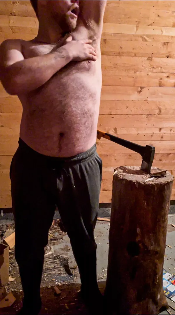 Musky pits after chopping firewood