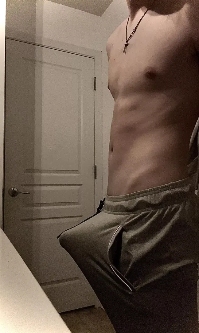 My boner is about to tear through these grey sweatpants