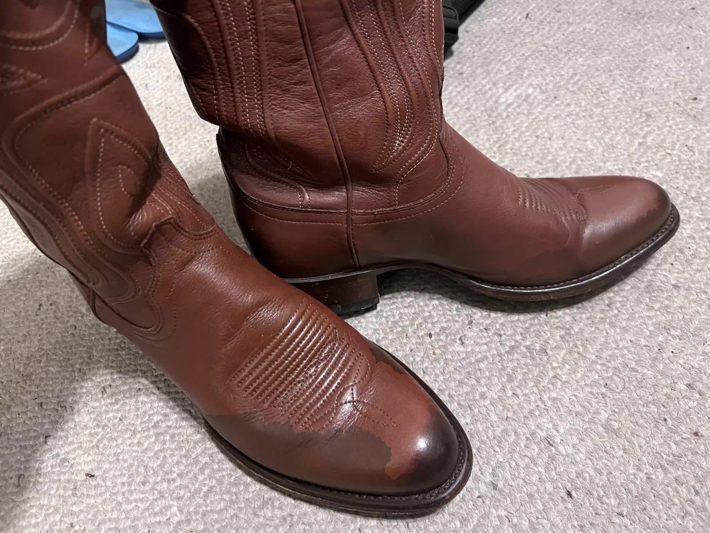 My boots got wet within the last couple hours. What can I do to prevent staining?