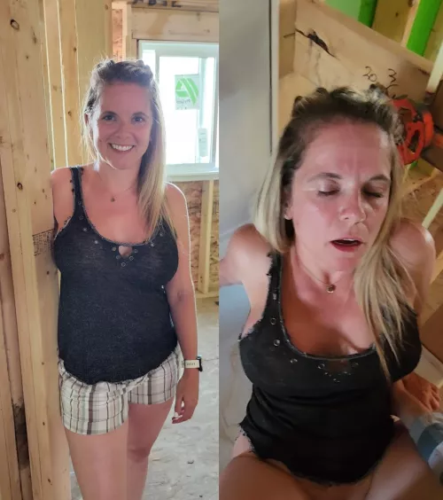 my boy toy works construction so he took me onto his site and fucked me there