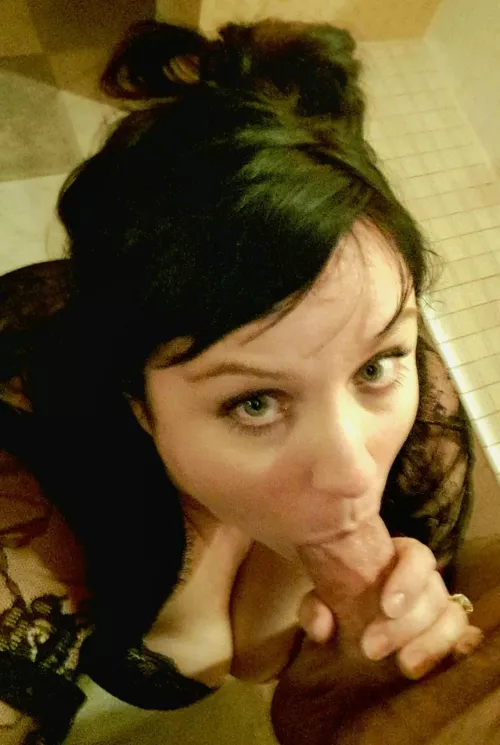 My busty hotwife sucking on a thick bull