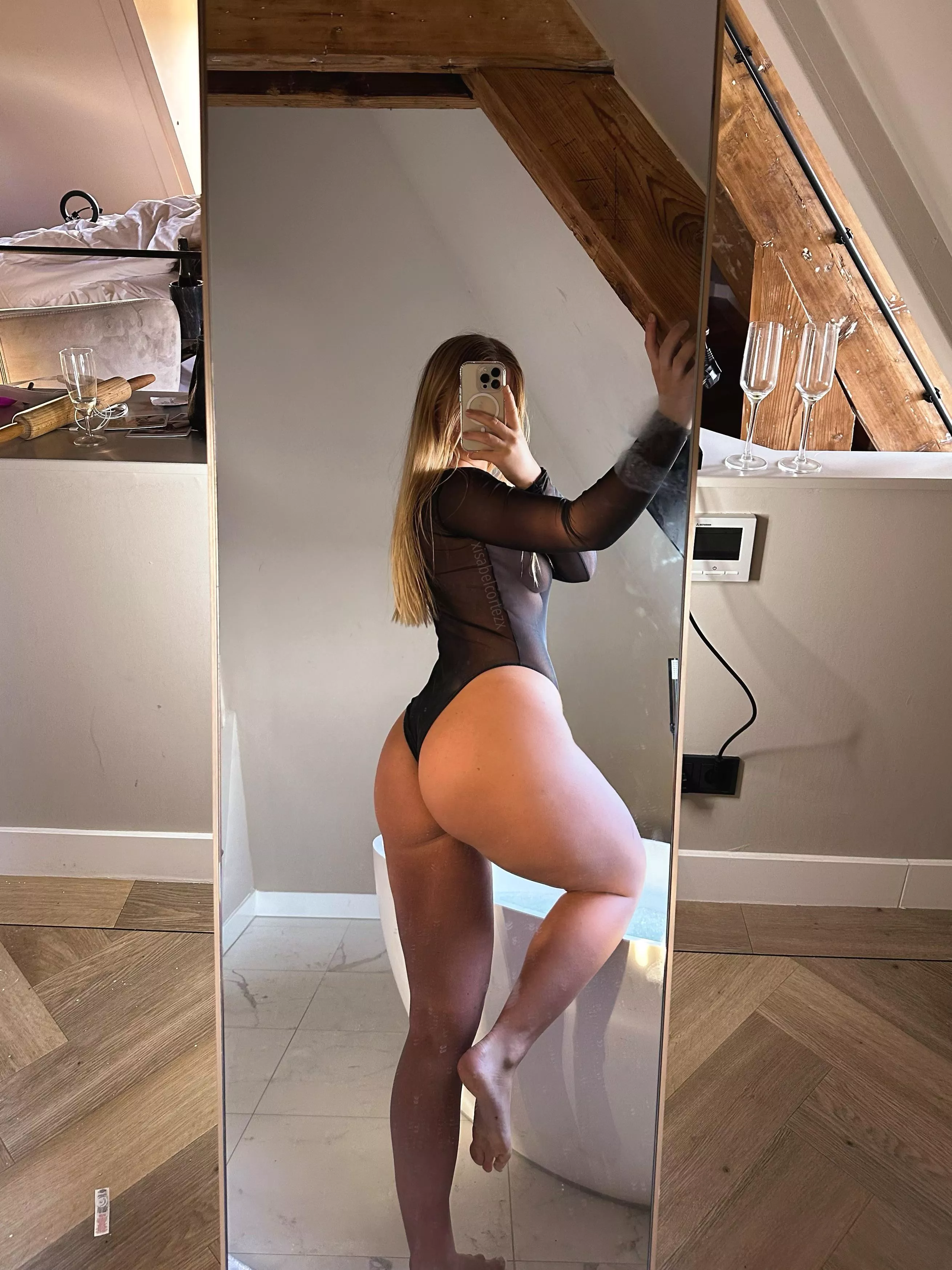 My butt eating my sheer bodysuit
