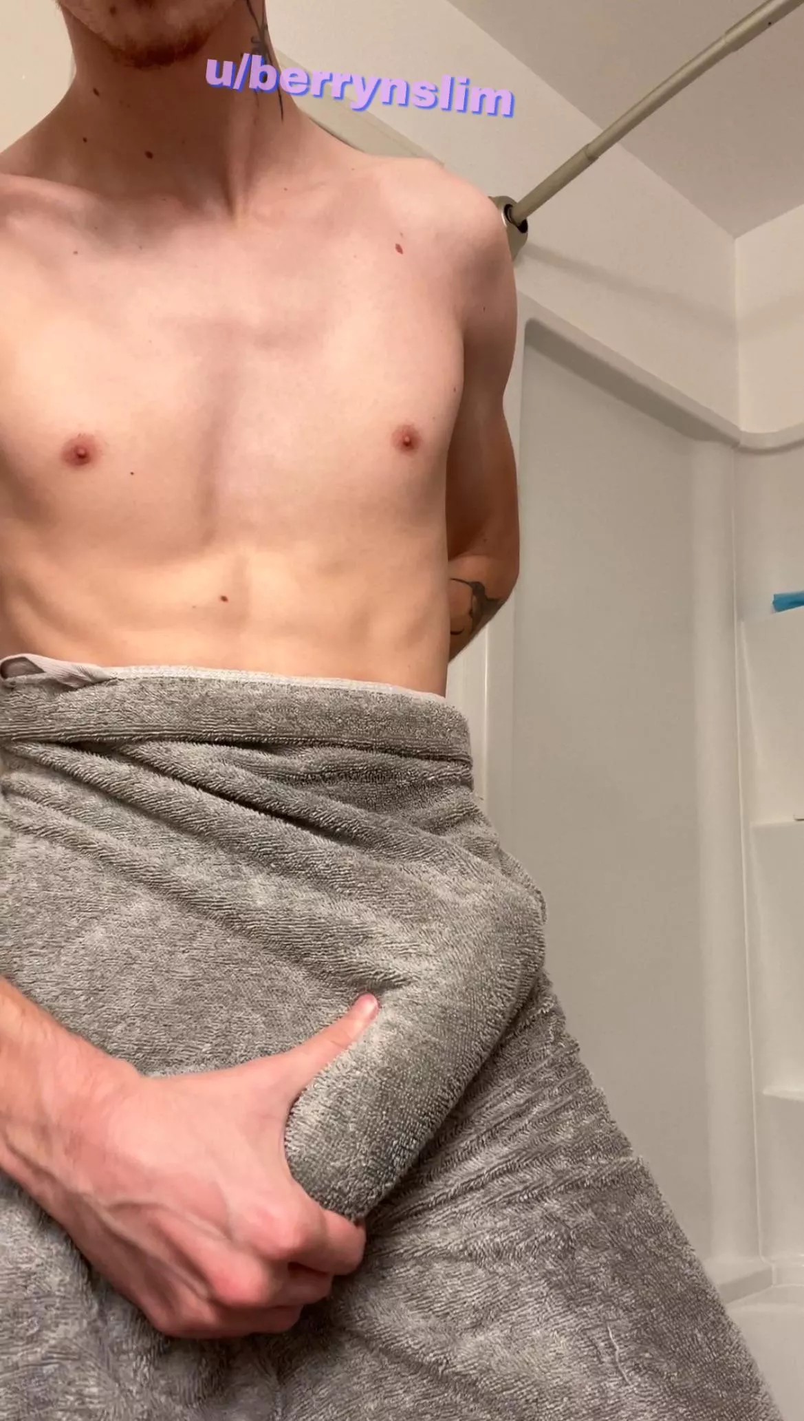 My cock looks so big behind my towel