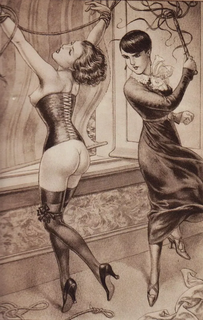 My dear hubby, I regret to inform you my new lady’s maid Bonny has proved a most troublesome hire. I found the little tramp trying on one of my corsets! Needless to say, I’m disciplining her most severely.