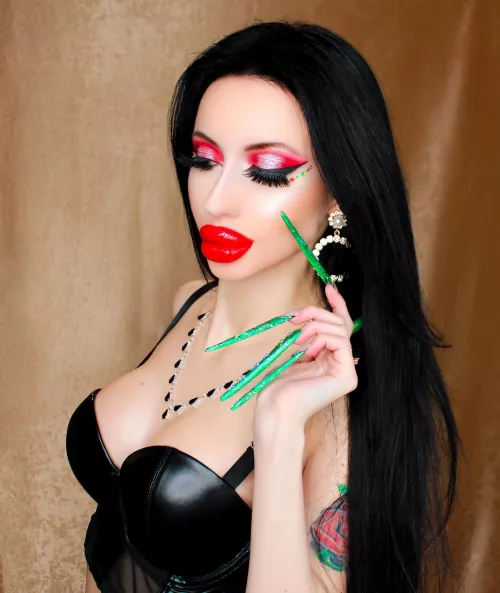 My extreme long nails and red makeup