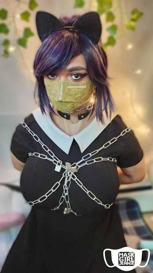 My girlfriend wanted to watch the new Wednesday show and I wanted to watch the World Cup. She said we need to compromise… I ended up feminized, chained and locked up in Wednesday Addams’ dress with a dirty sock taped in my mouth. To make things worse
