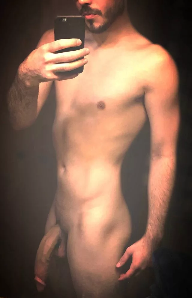 My huge cock feels heavy when it hangs down like that.